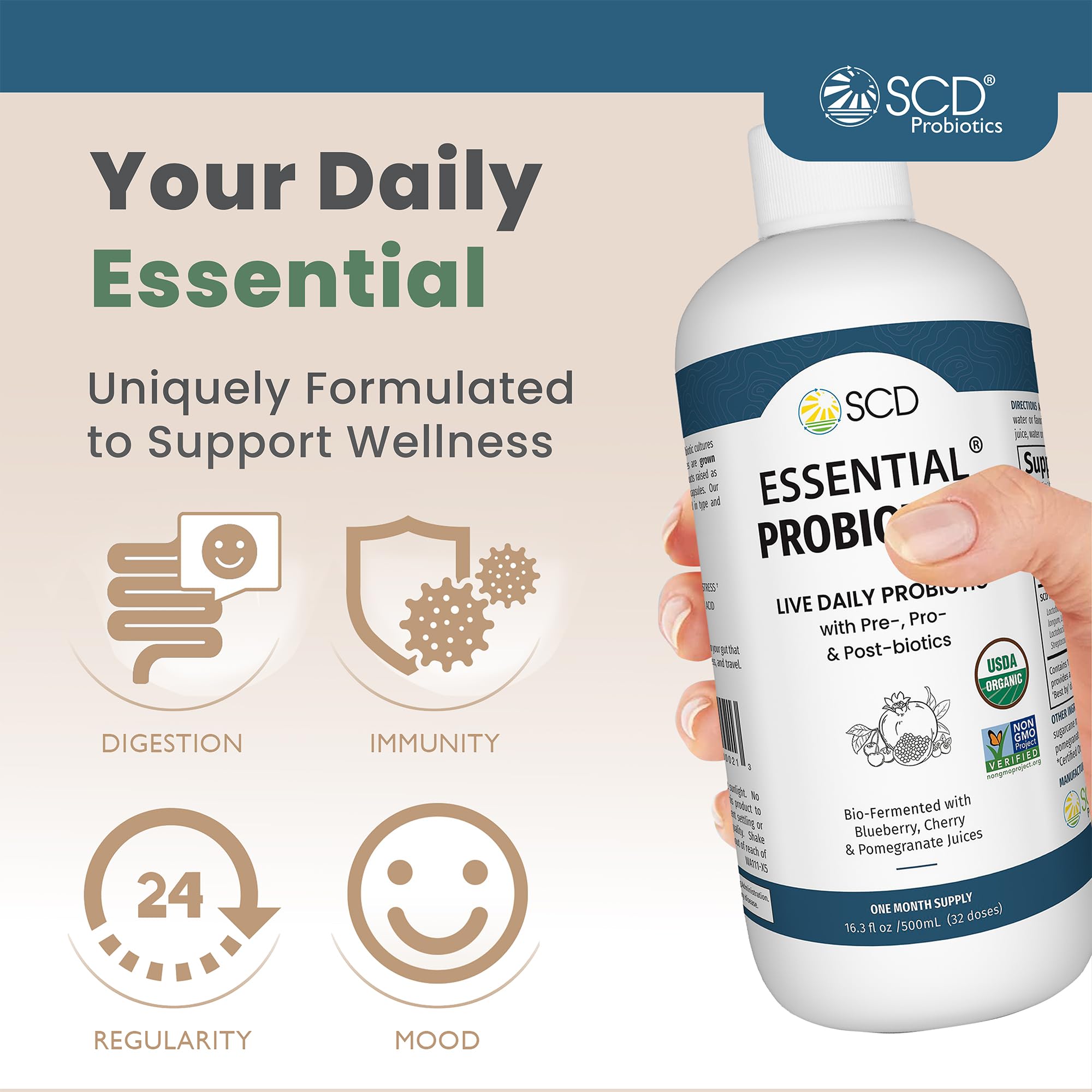 SCD Probiotics Probiotic Supplement 522g side view
