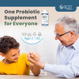 SCD Probiotics Probiotic Supplement with fruits background