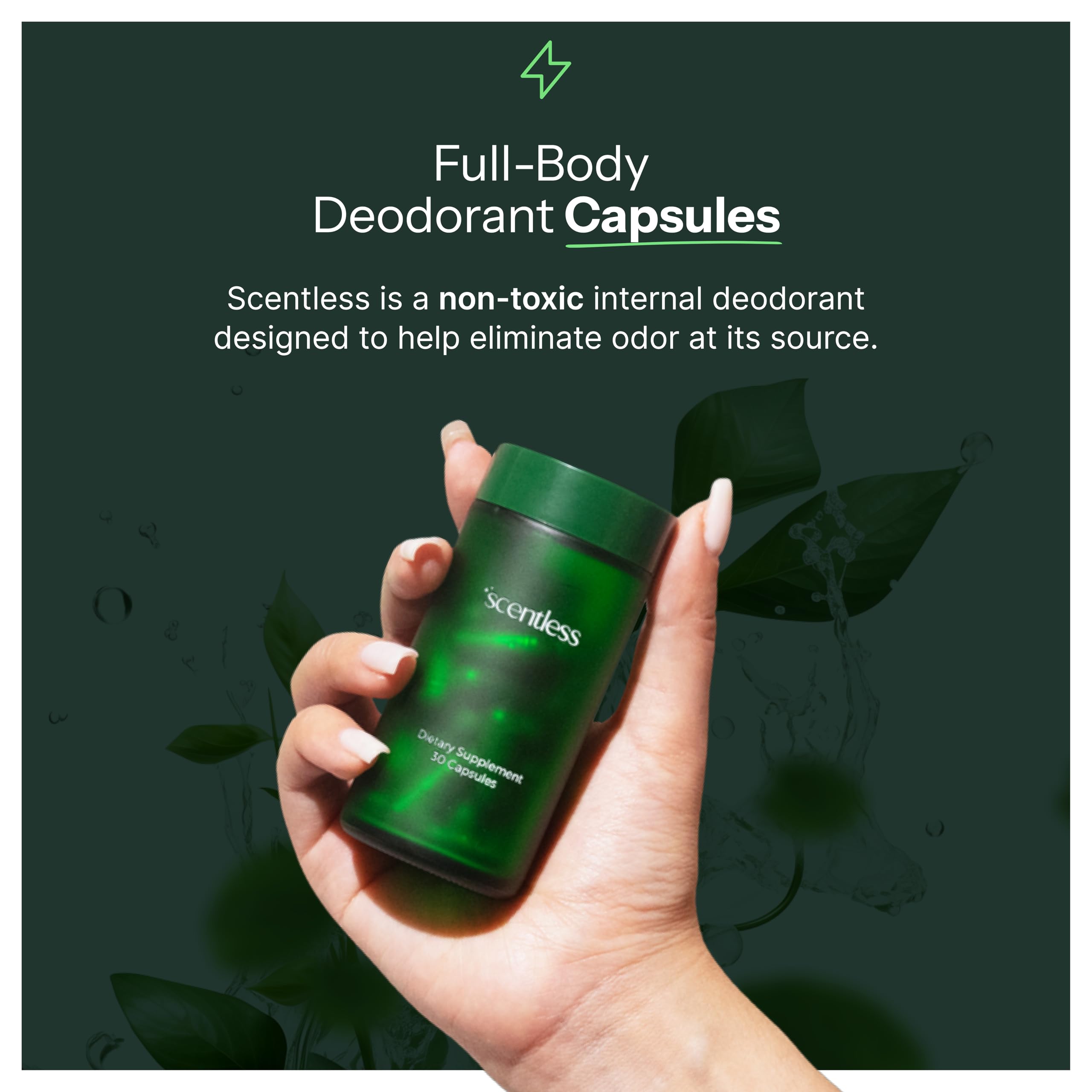 Scentless Full-Body Deodorant Capsules packaging