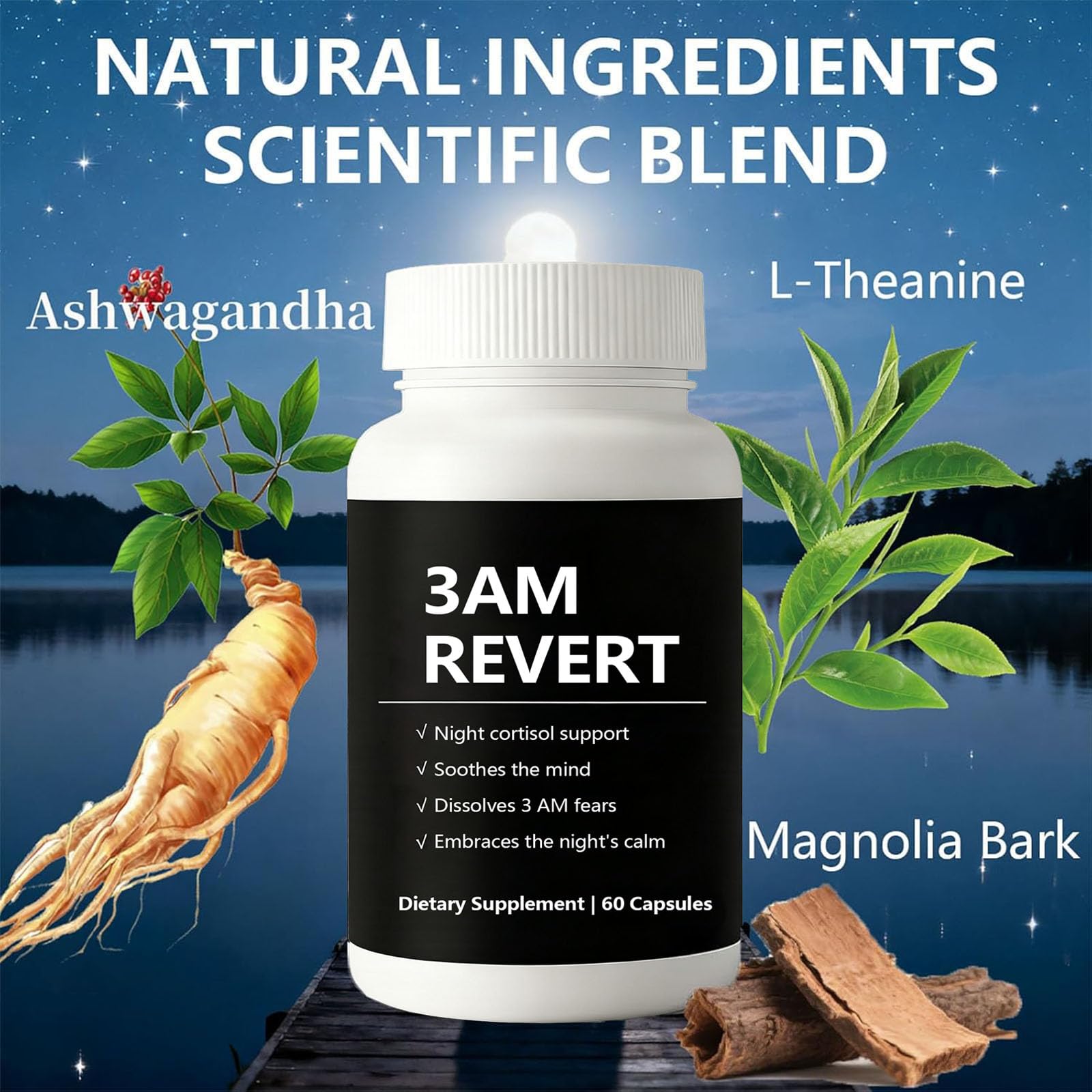 SCEZROB Cortisol 3 AM Revert Supplement Capsules back view