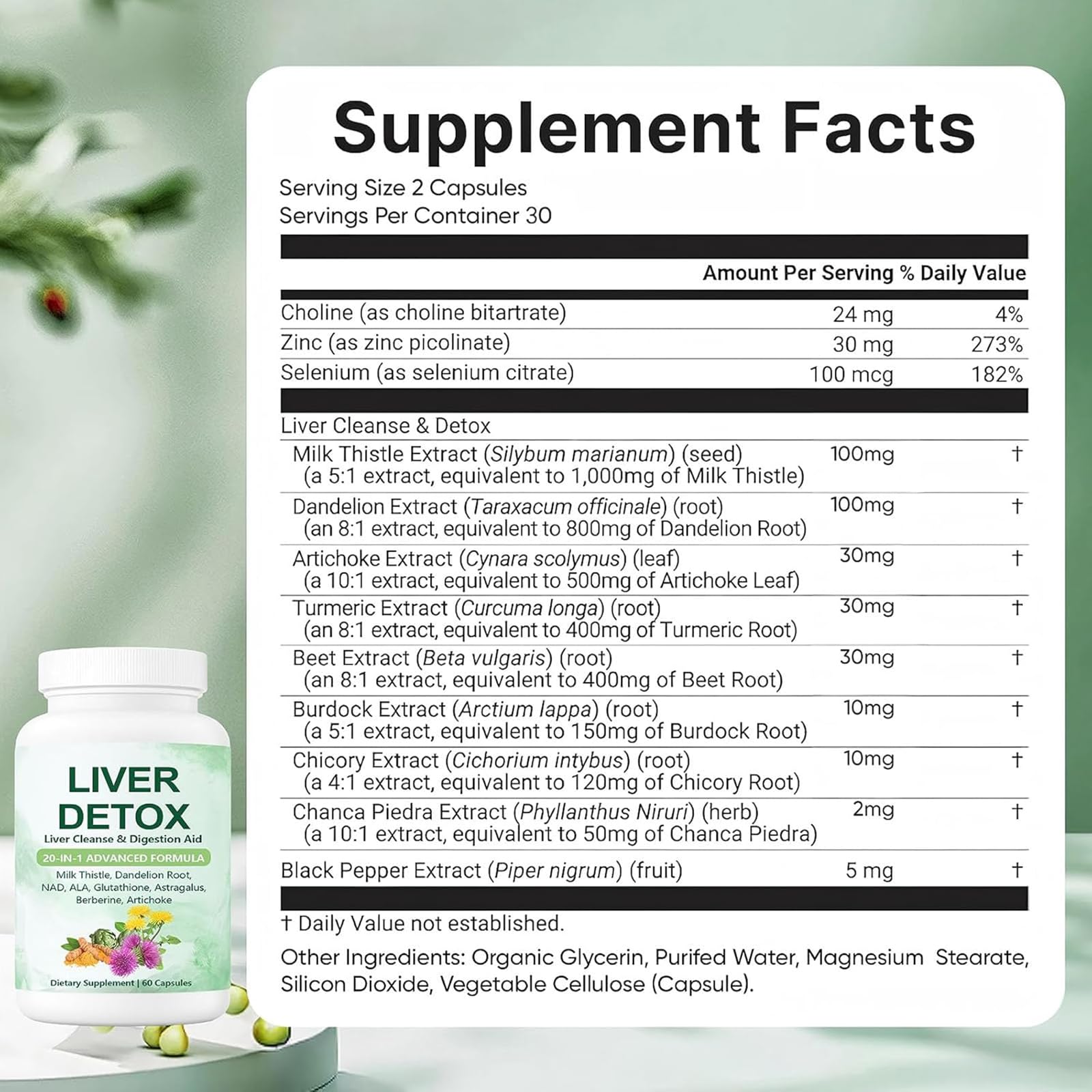 SCEZROB Milk Thistle 20-in-1 Liver Support Capsules opened bottle