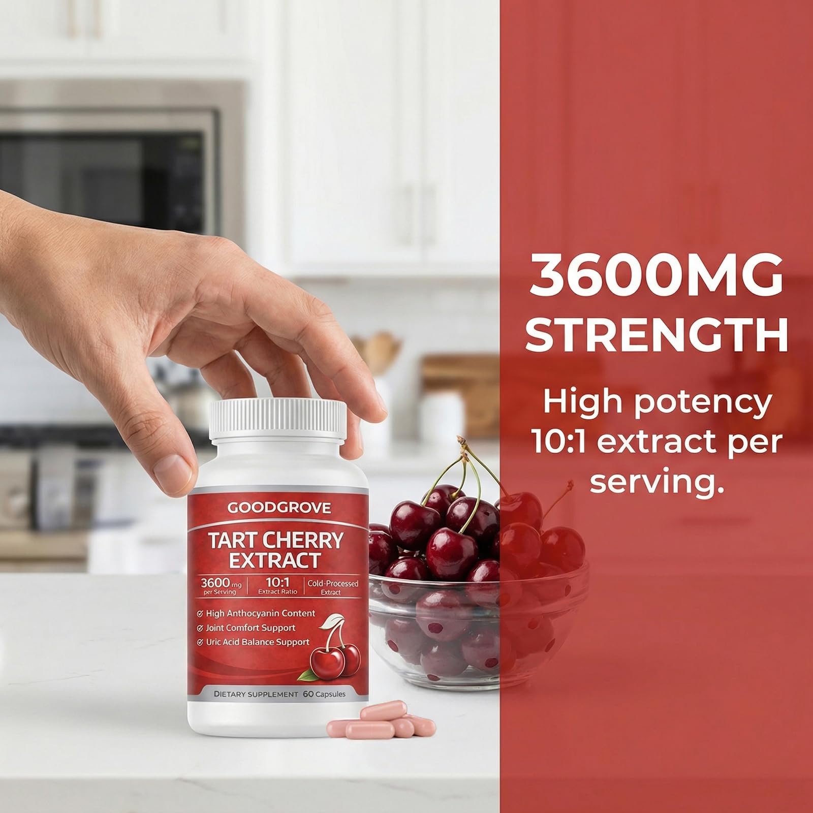 SCEZROB Tart Cherry Extract Capsules 3600mg back view