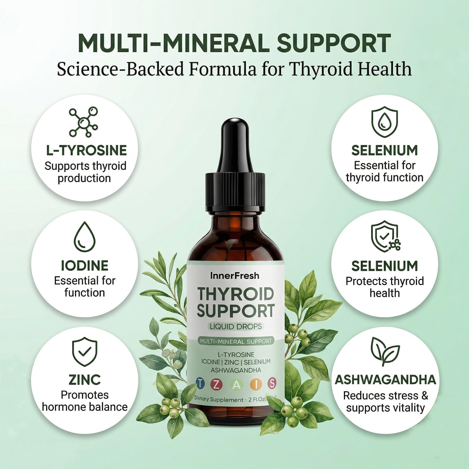 SCEZROB Thyroid Support Drops 30ml liquid drops in a spoon