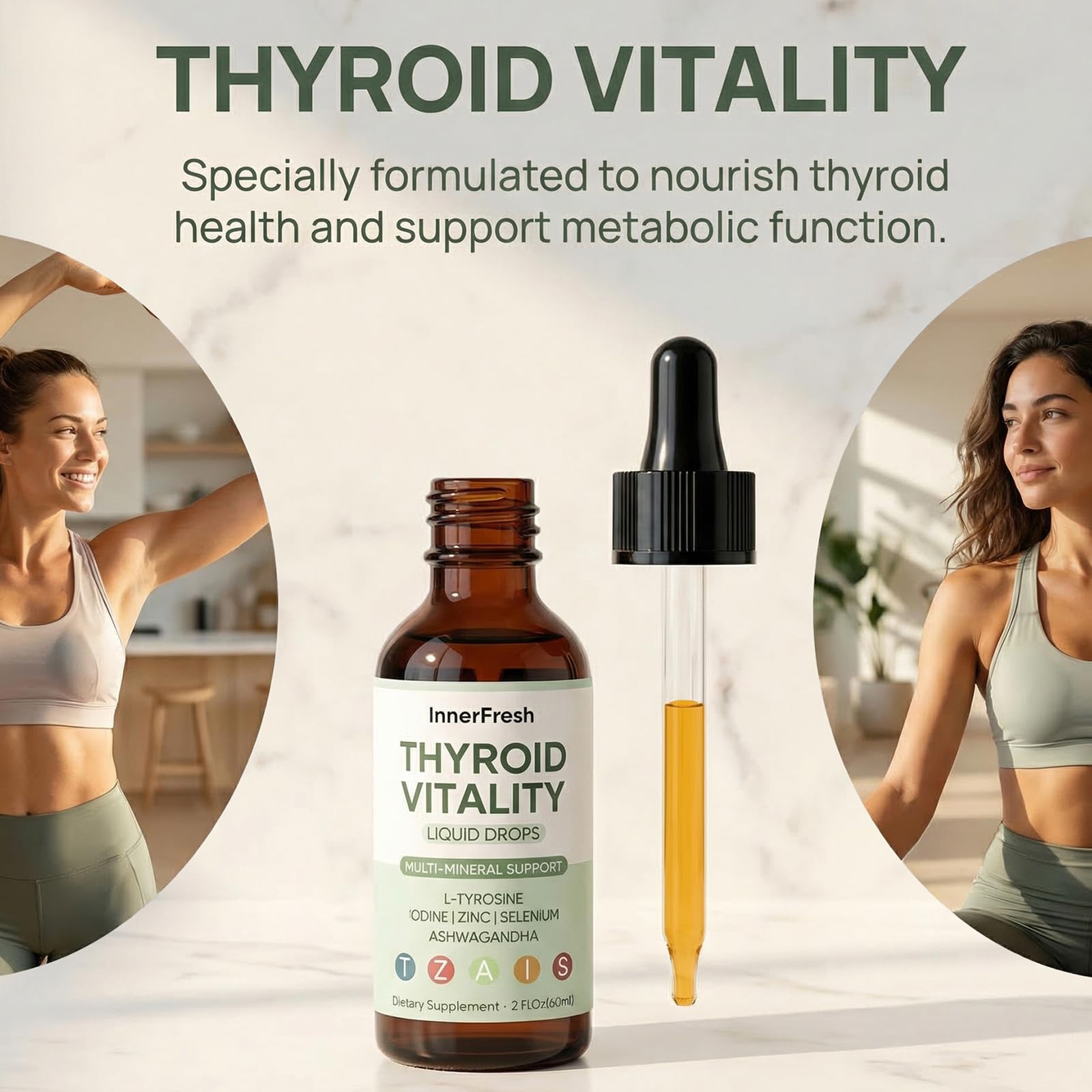 SCEZROB Thyroid Support Drops 30ml on a kitchen counter