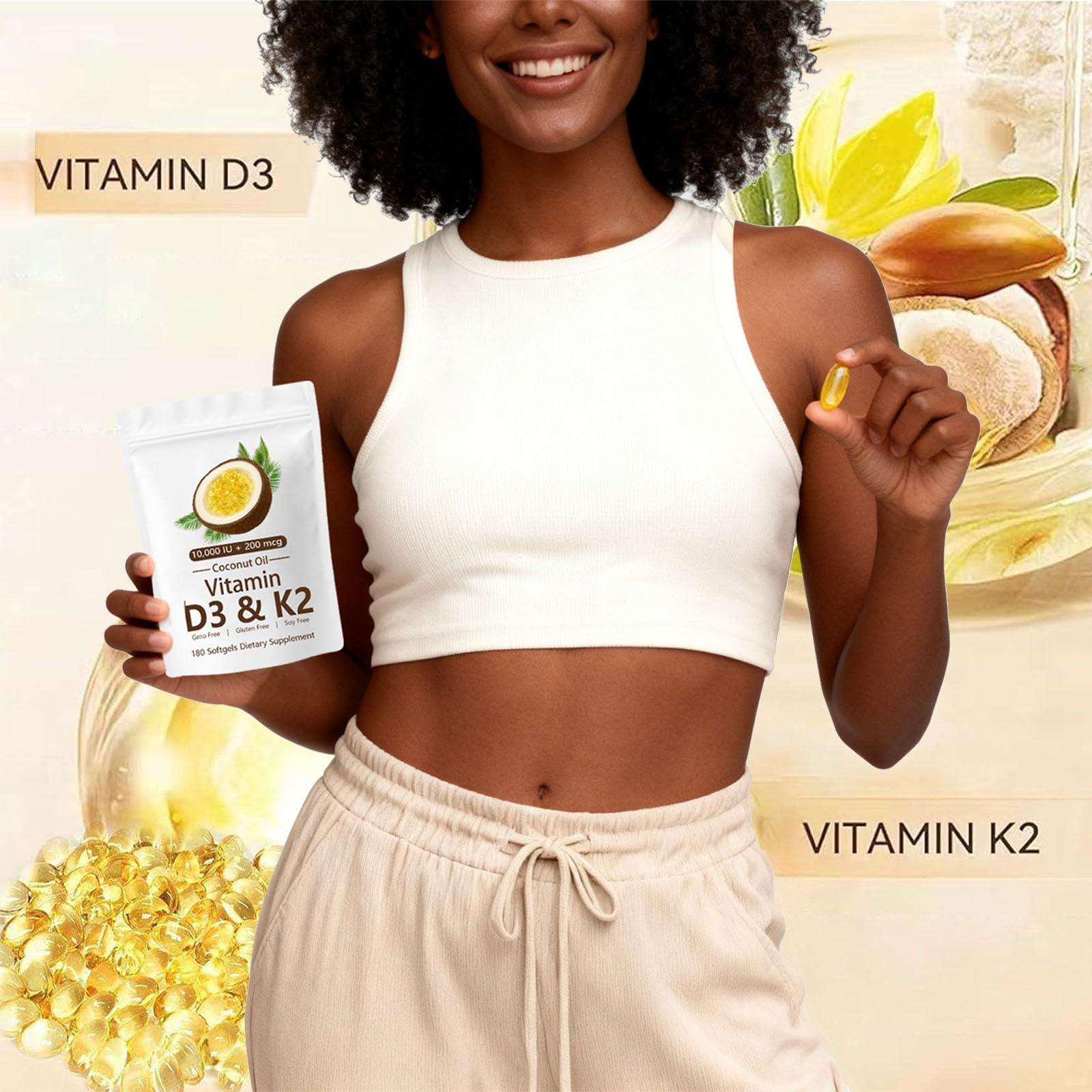 SCEZROB Vitamin D3 & K2 Softgels softgel close-up