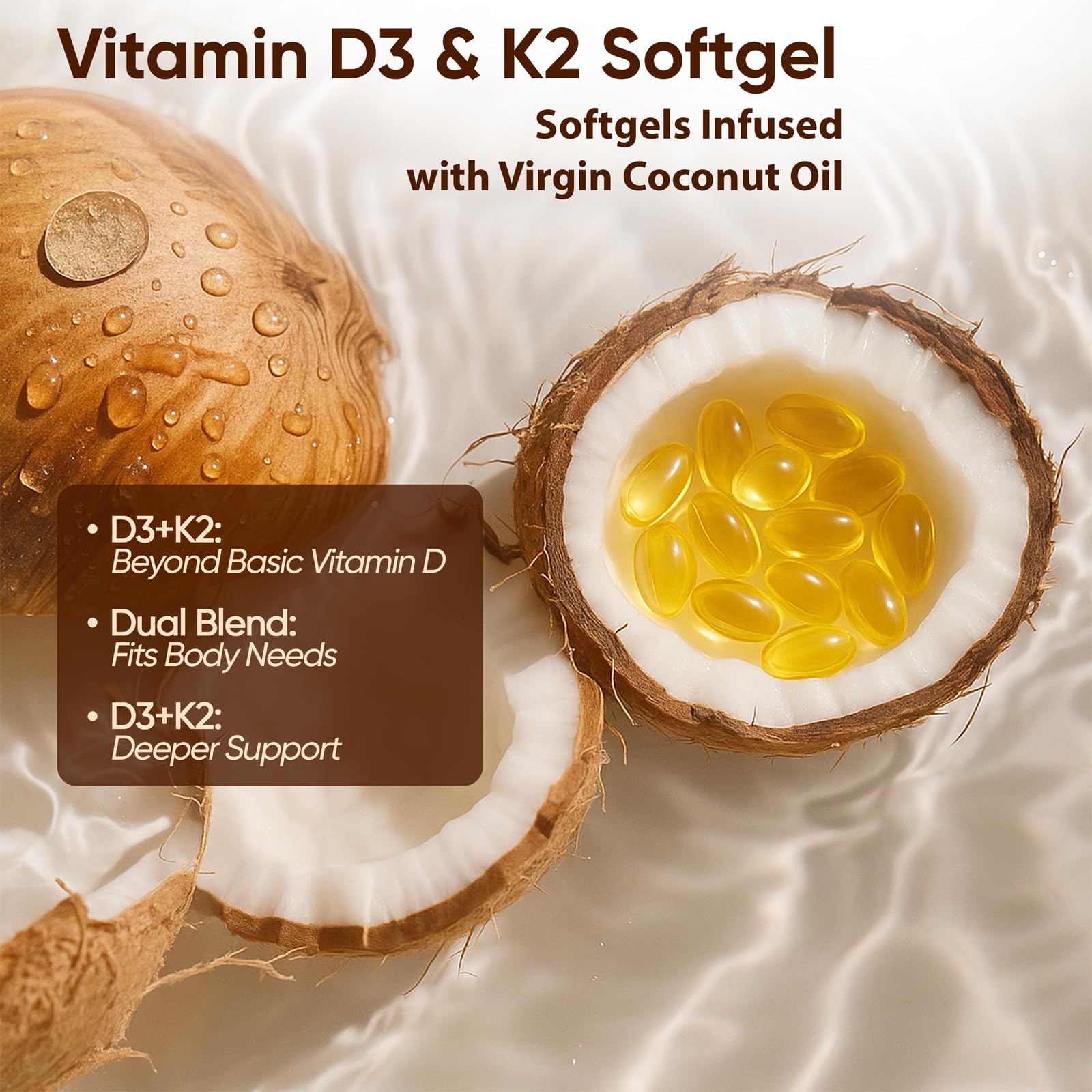 SCEZROB Vitamin D3 & K2 Softgels with coconut oil