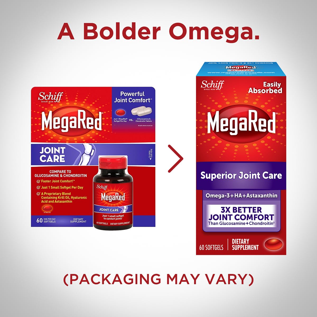 Schiff MegaRed Joint Care Krill Oil Softgel with a glass of water