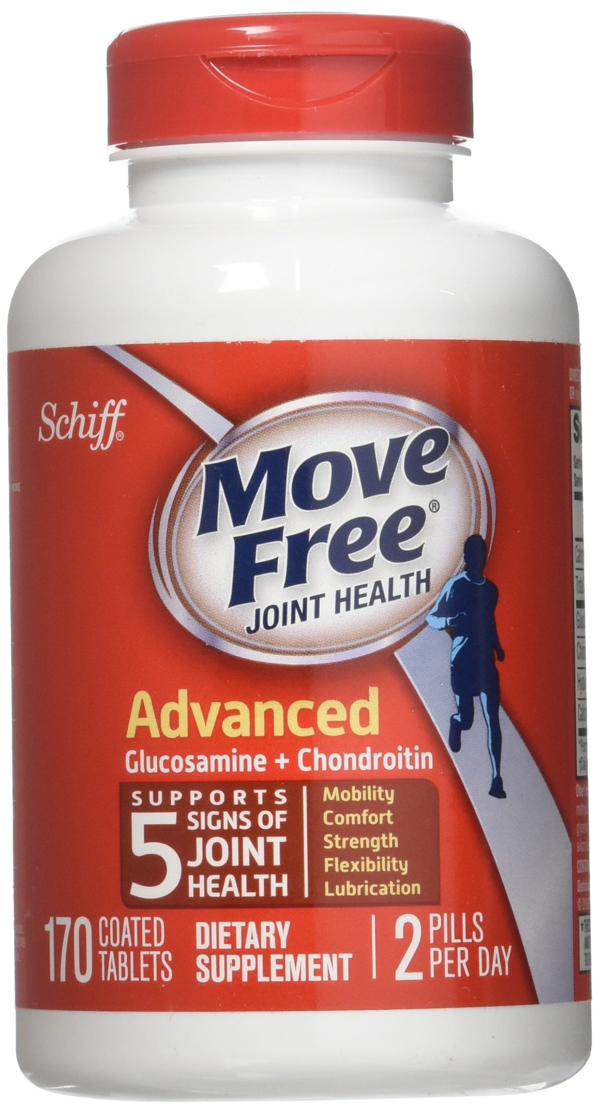 SCHIFF Move Free Chondroitin supplement bottle front view with 170 capsules