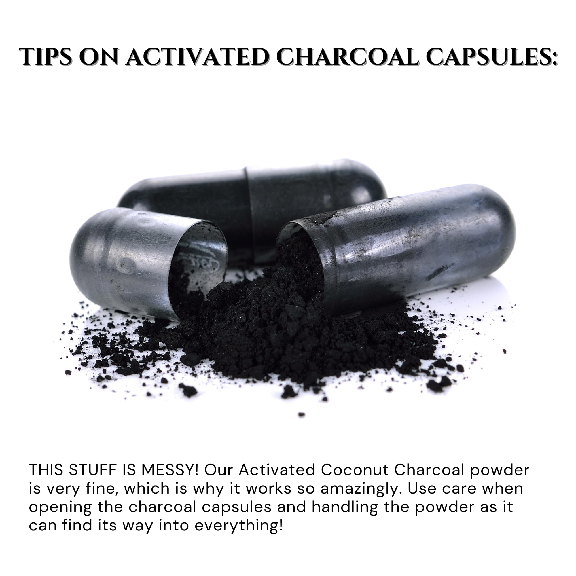 Schizandu Activated Coconut Charcoal Capsules showing serving size
