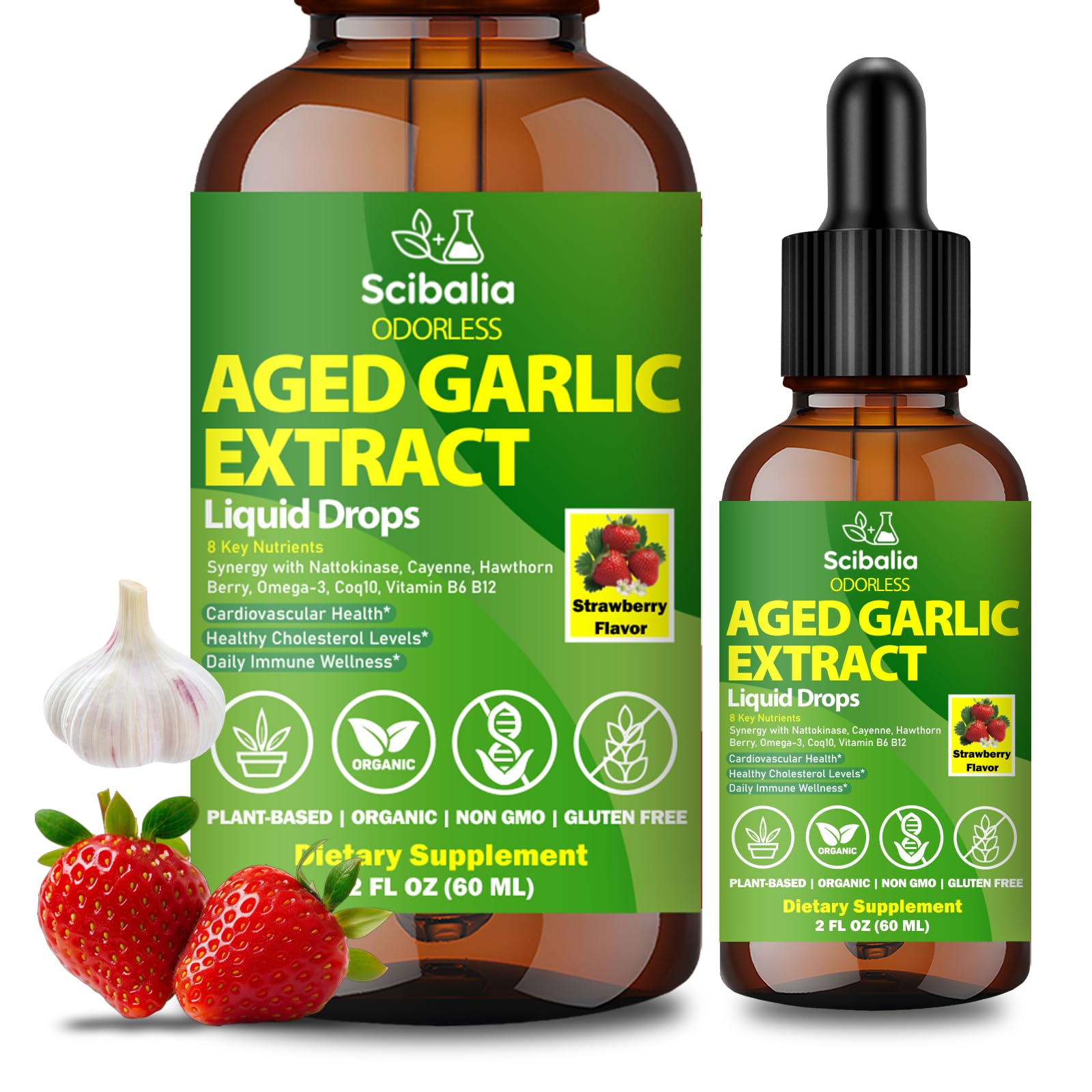 Scibalia Aged Garlic Extract Liquid Drops bottle front view