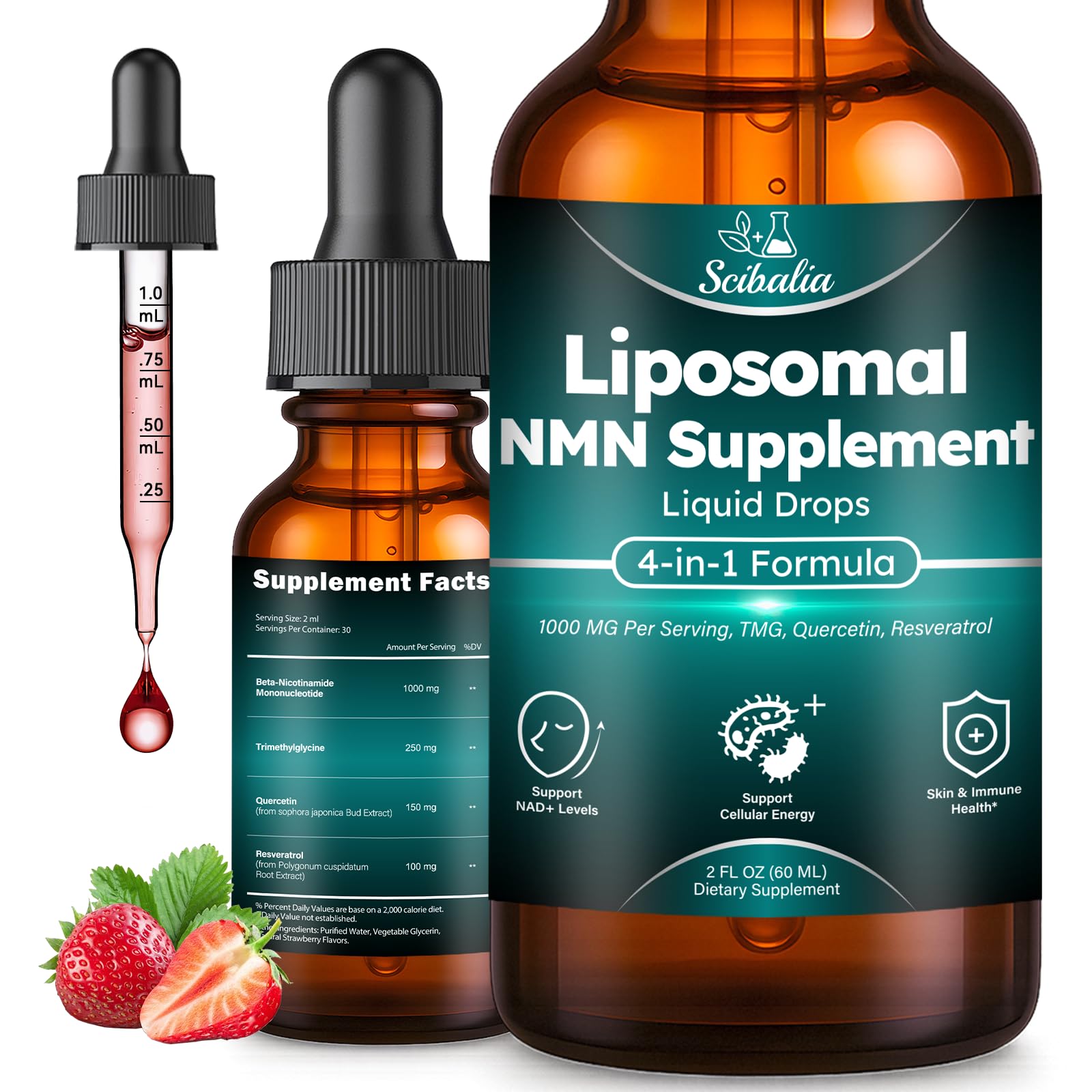 Scibalia Liposomal NMN Beta 1000mg Supplement Liquid Drops front view