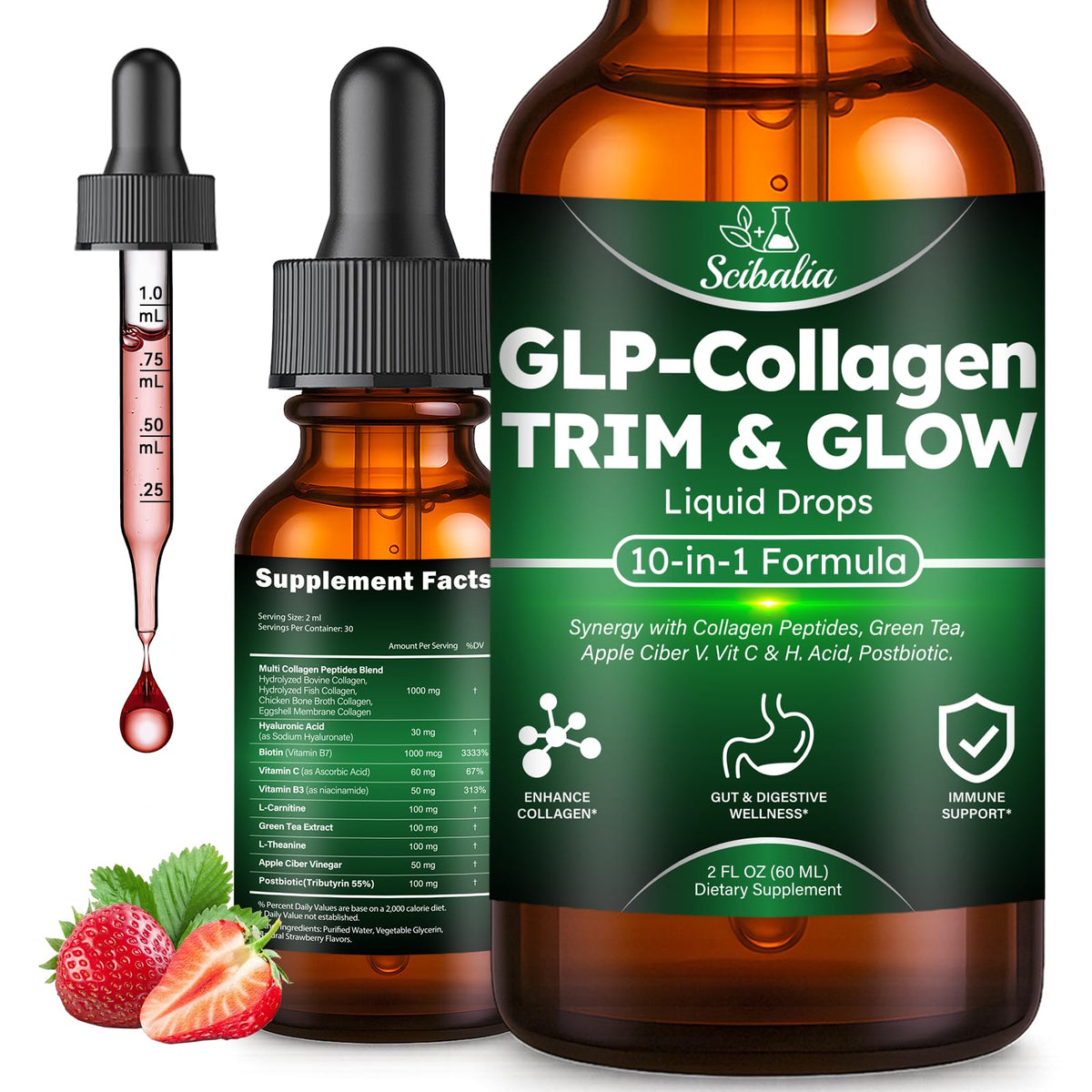Scibalia Liquid Collagen Drops 141g front view