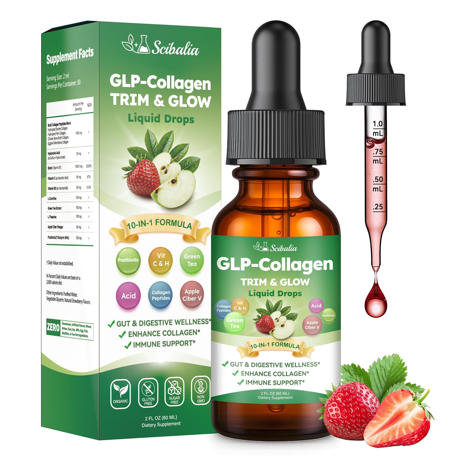 Scibalia Multi Collagen Complex liquid supplement front view