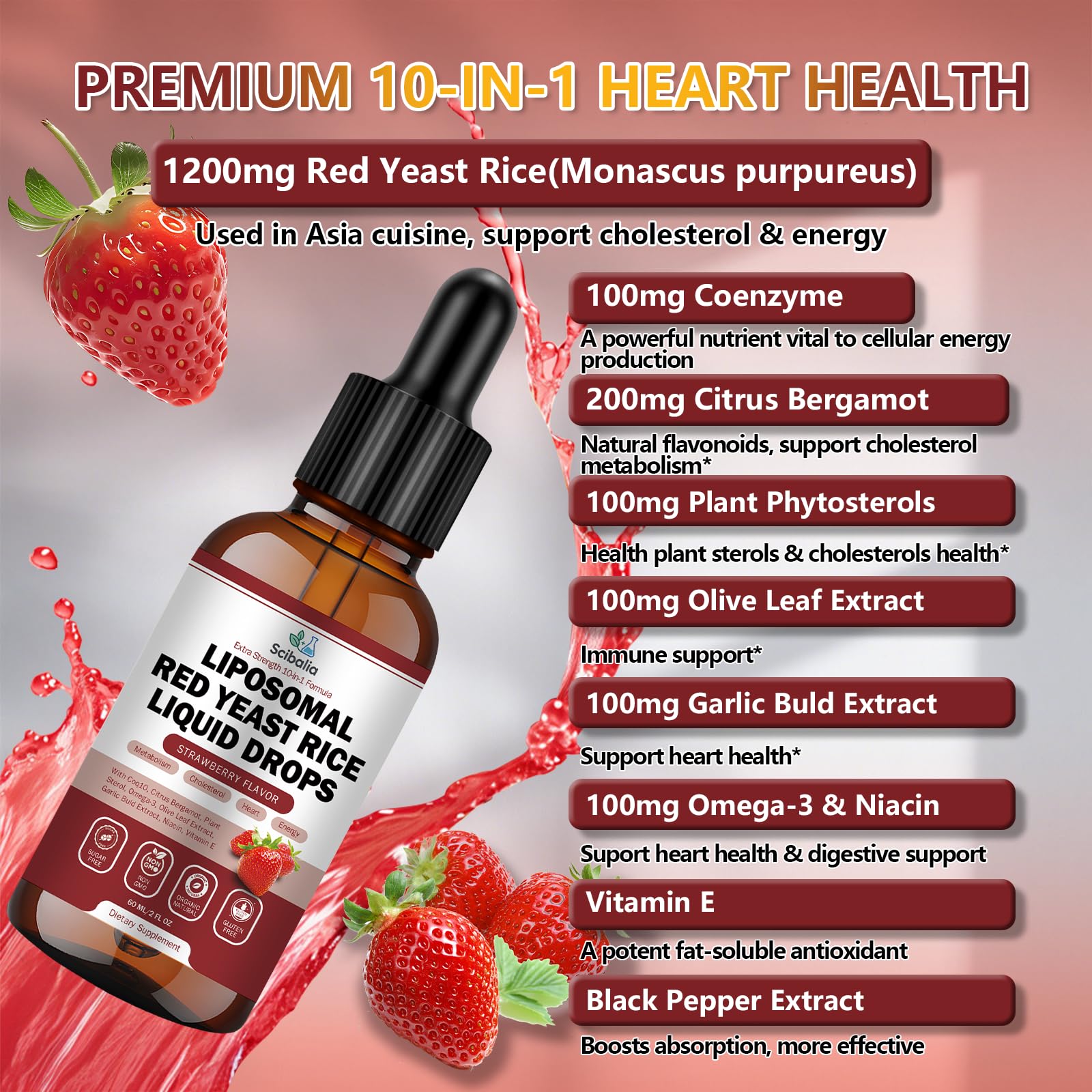 Scibalia Red Yeast Rice Liquid Drops 1200mg back view