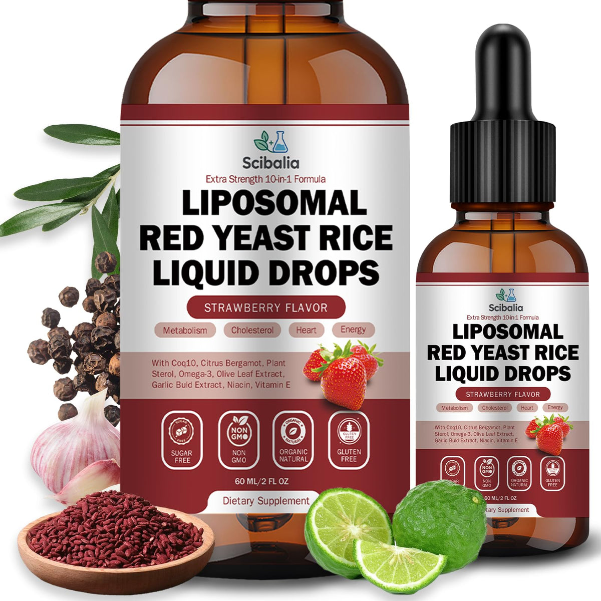Scibalia Red Yeast Rice Liquid Drops 1200mg front view