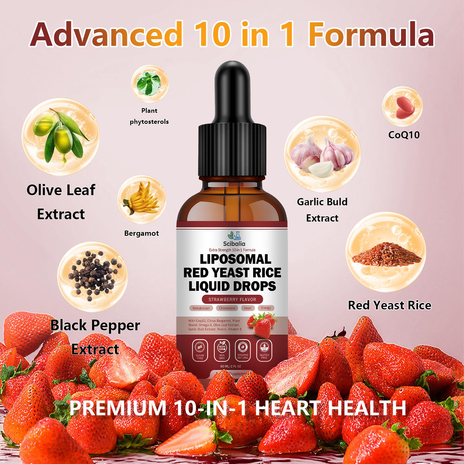 Scibalia Red Yeast Rice Liquid Drops 1200mg with dropper
