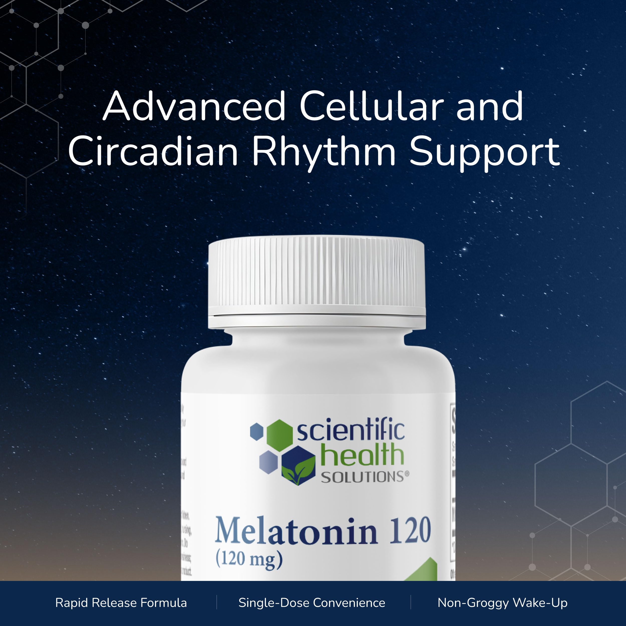 Scientific Health Solutions Melatonin 120mg bottle side view
