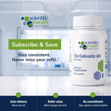 Scientific Health Solutions Melatonin 60mg Sleep Aid back view of packaging