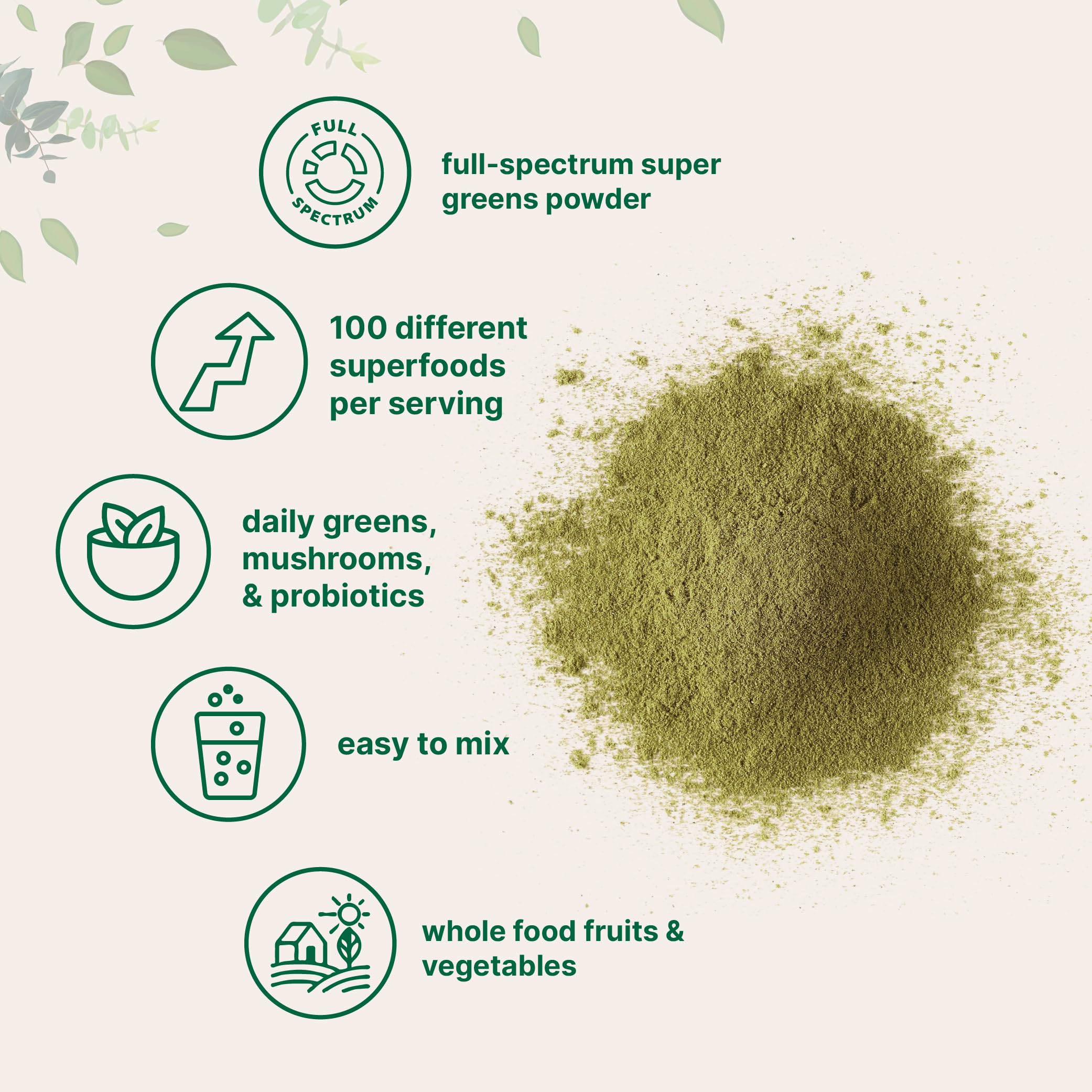 Scoop included with Micro Ingredients Super Greens Powder 470g
