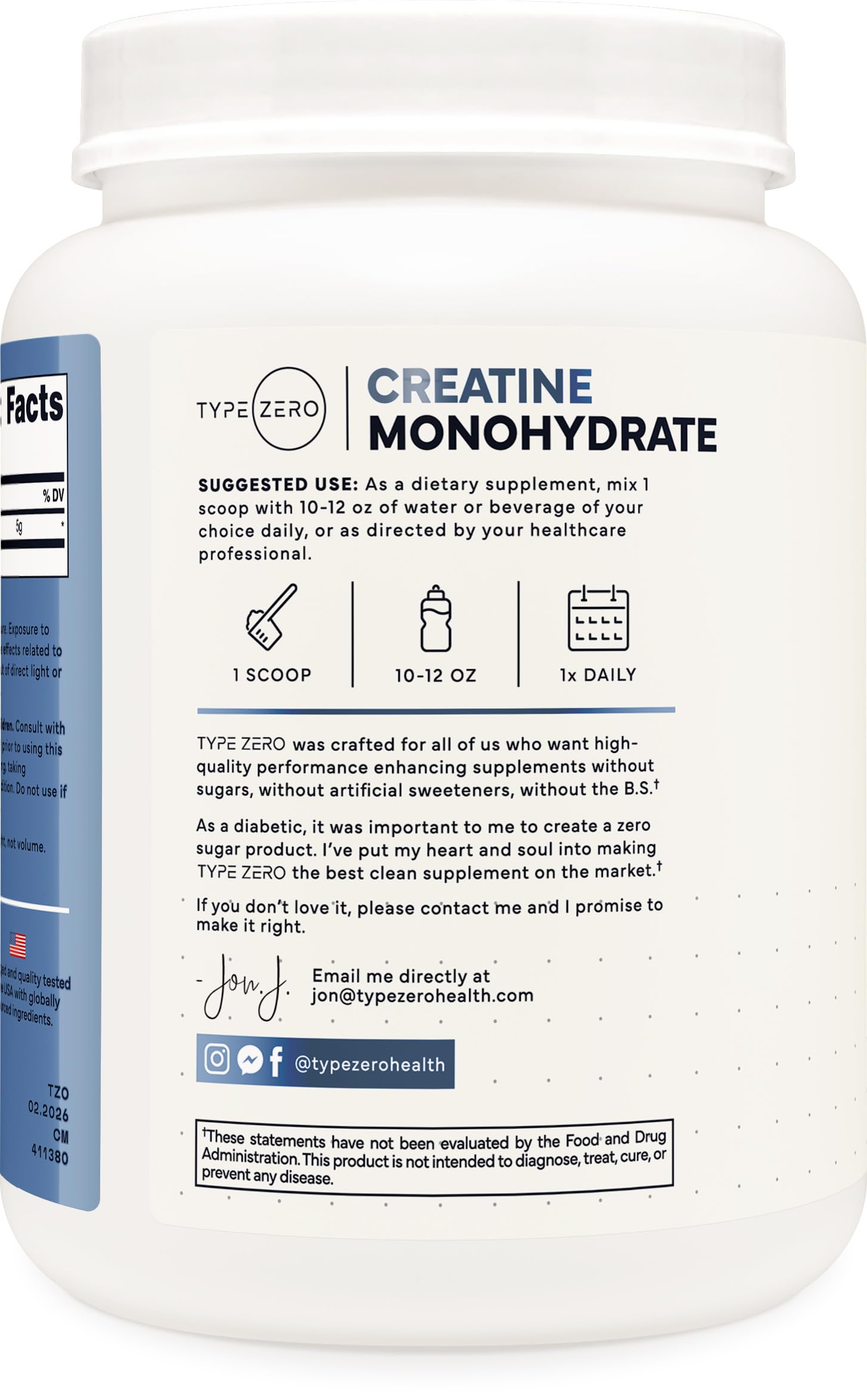Scoop included with Type Zero Creatine Monohydrate