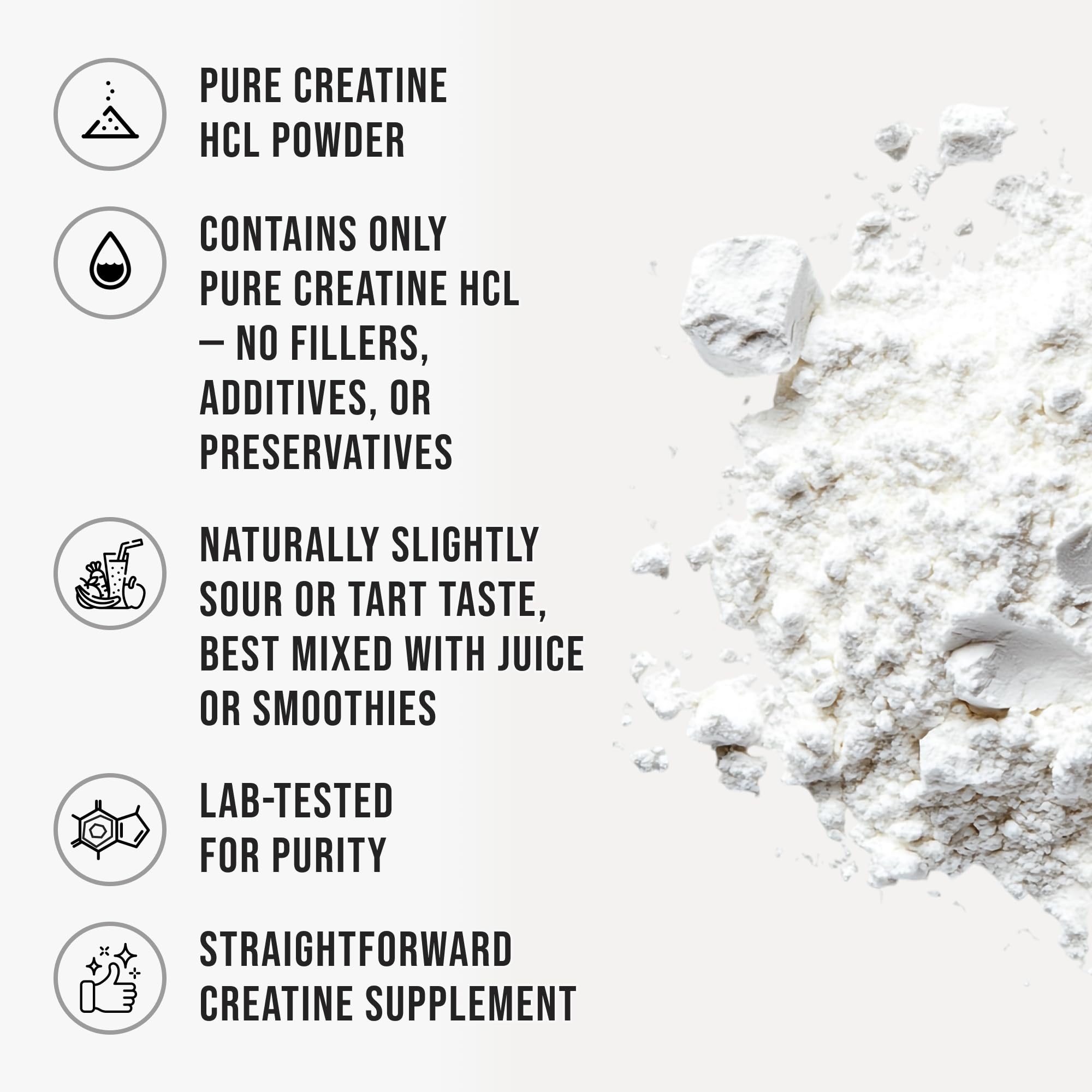 Scoop included with WHYZ Creatine HCl Unflavoured Powder