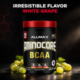 Scoop of ALLMAX Aminocore BCAA Powder next to the container
