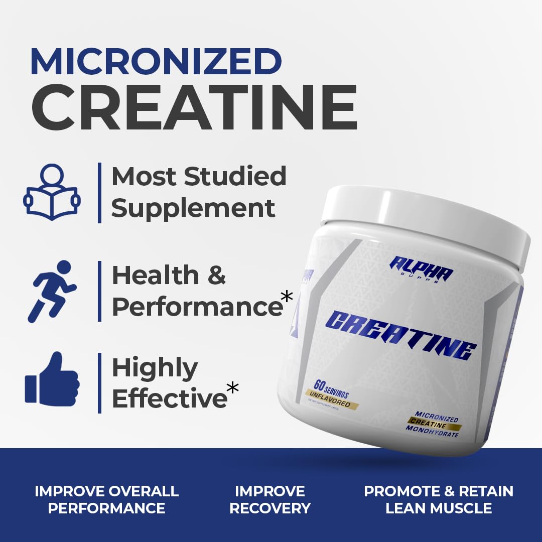 Scoop of Alpha Supps Creatine Monohydrate powder