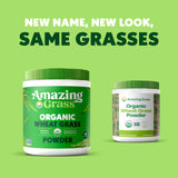 Scoop of Amazing Grass Organic Wheat Grass Powder on a wooden table