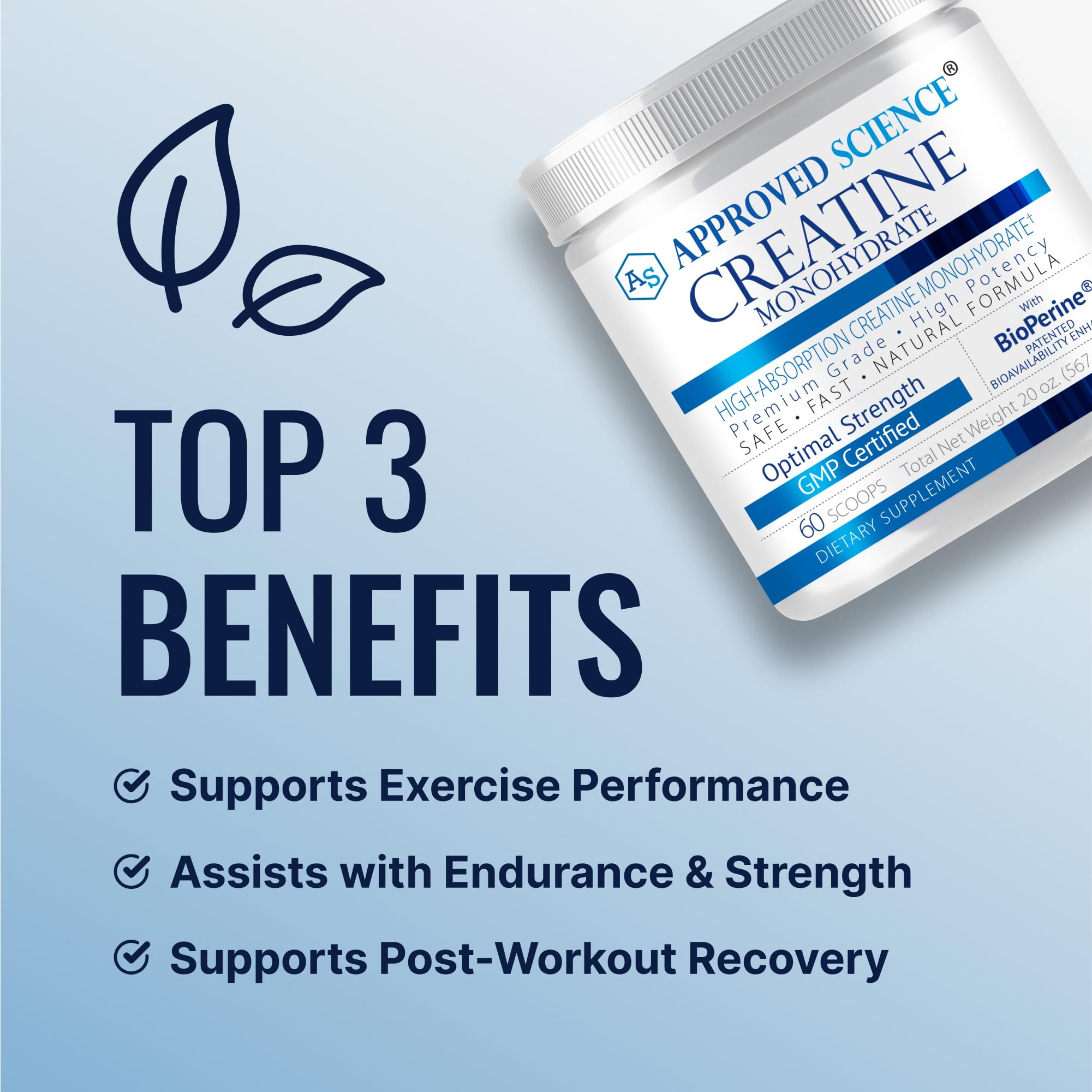 Scoop of Approved Science Creatine Monohydrate Powder