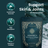 Scoop of ARMORICA Marine Collagen Powder on a wooden spoon