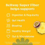 Scoop of Bellway Super Fiber + Fruit Psyllium Powder on a wooden spoon