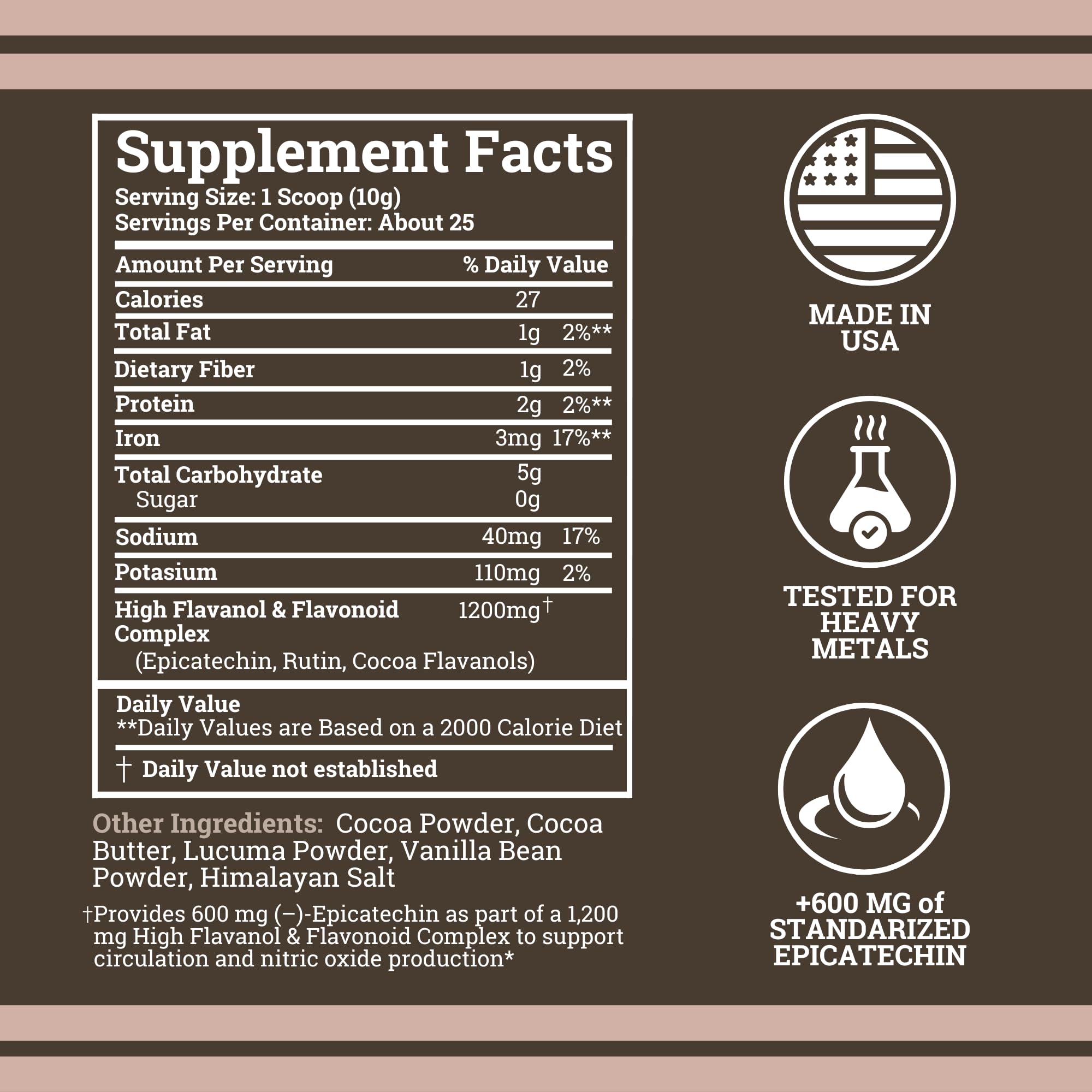 Scoop of Black Forest High Flavanol Cocoa Powder on a wooden spoon