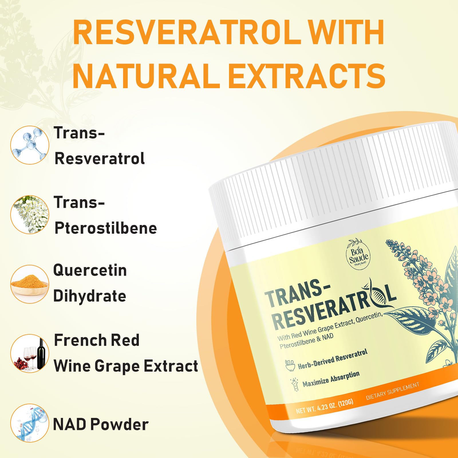 Scoop of BoaSaude Resveratrol Powder Supplement 4g