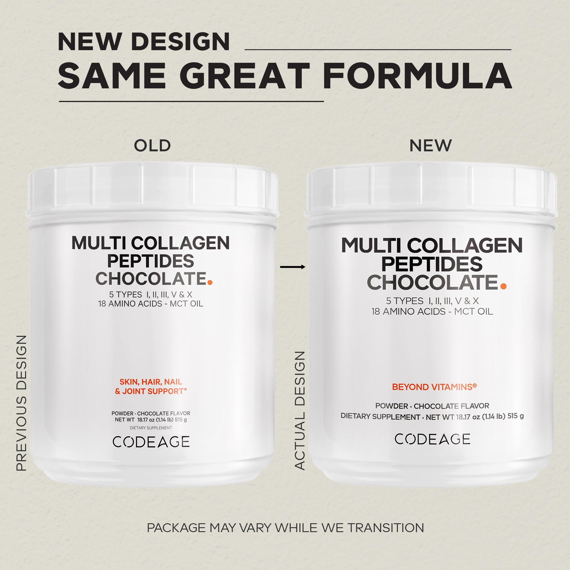 Scoop of Codeage Multi Collagen Powder Chocolate on a table