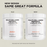 Scoop of Codeage Multi Collagen Powder Chocolate on a table