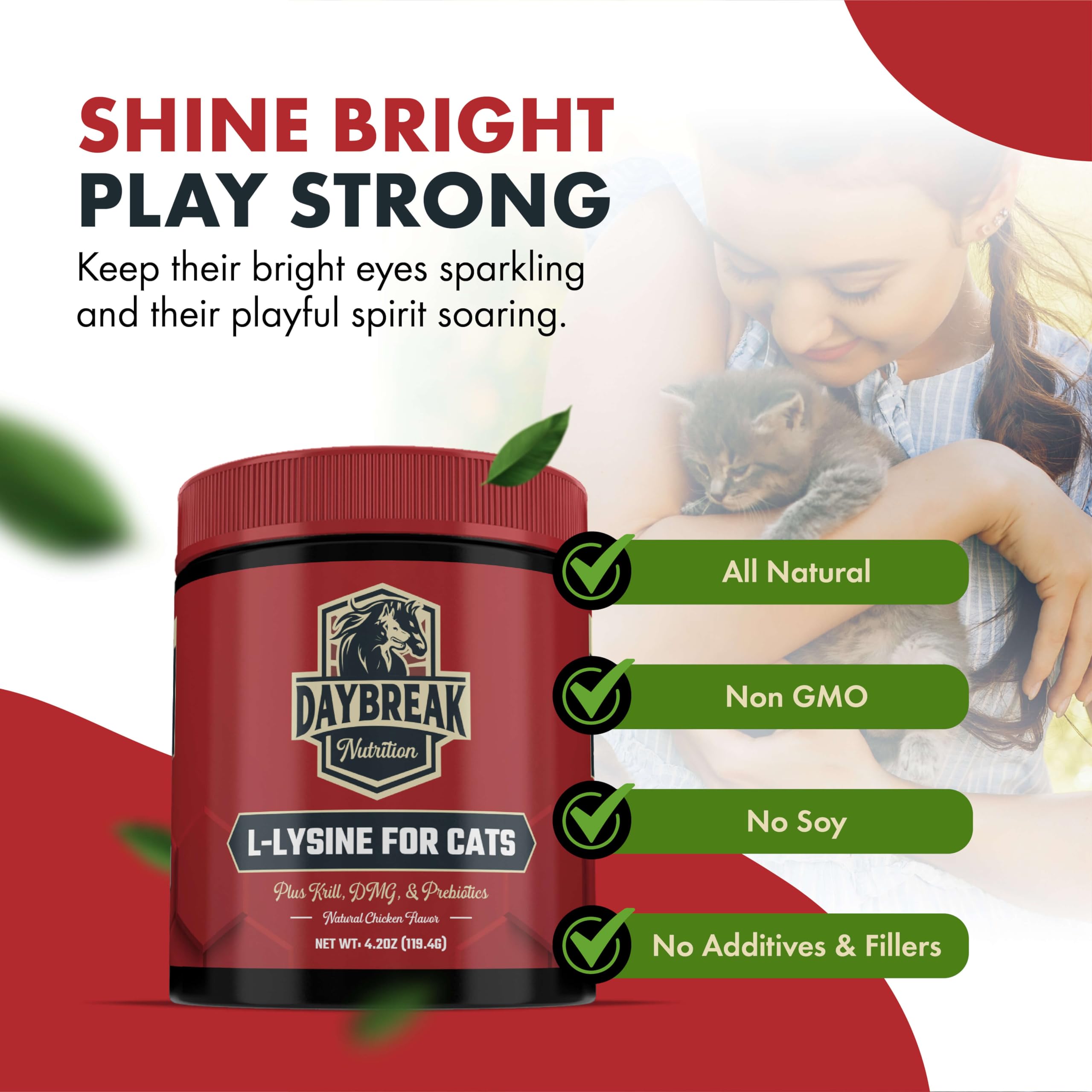 Scoop of Daybreak Nutrition L-Lysine Powder for Cats