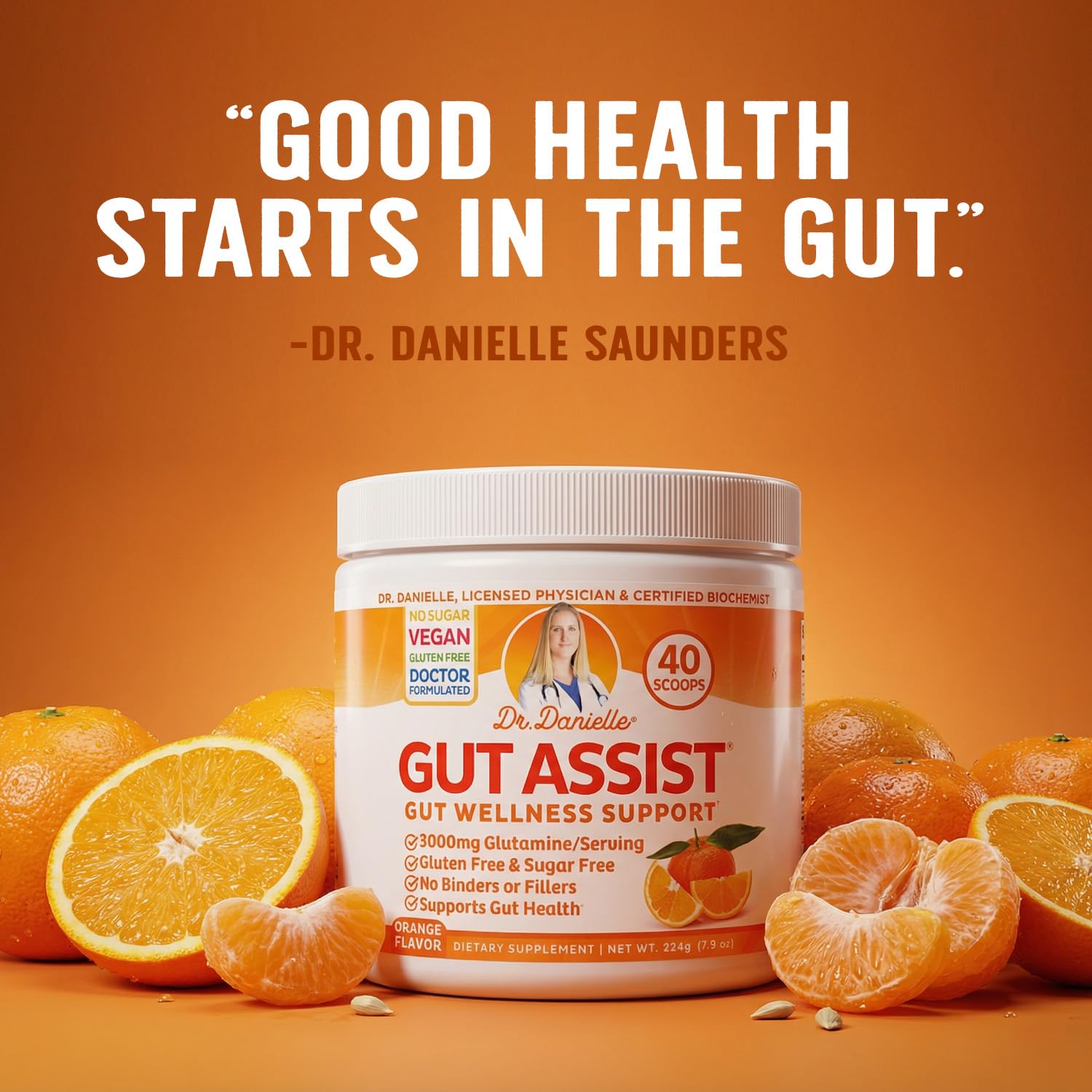 Scoop of Doctor Danielle Gut Assist L-Glutamine powder