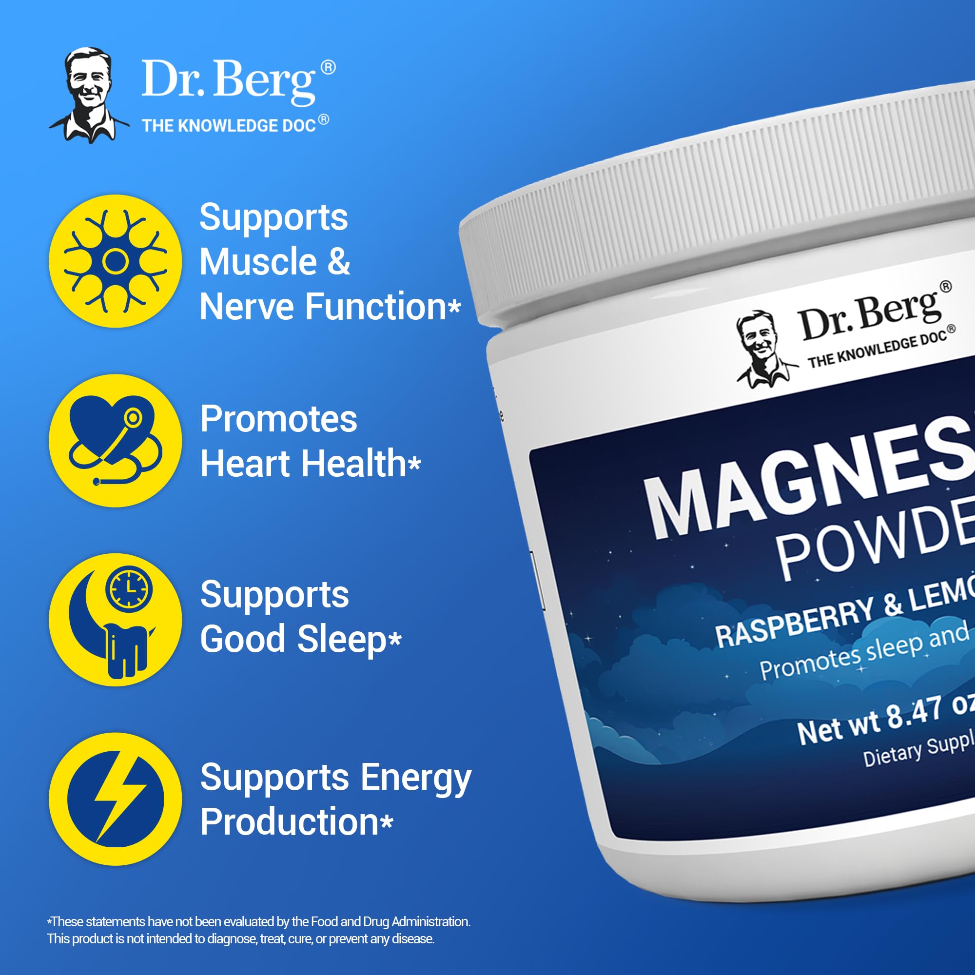 Scoop of Dr. Berg Magnesium Glycinate Powder on a wooden table