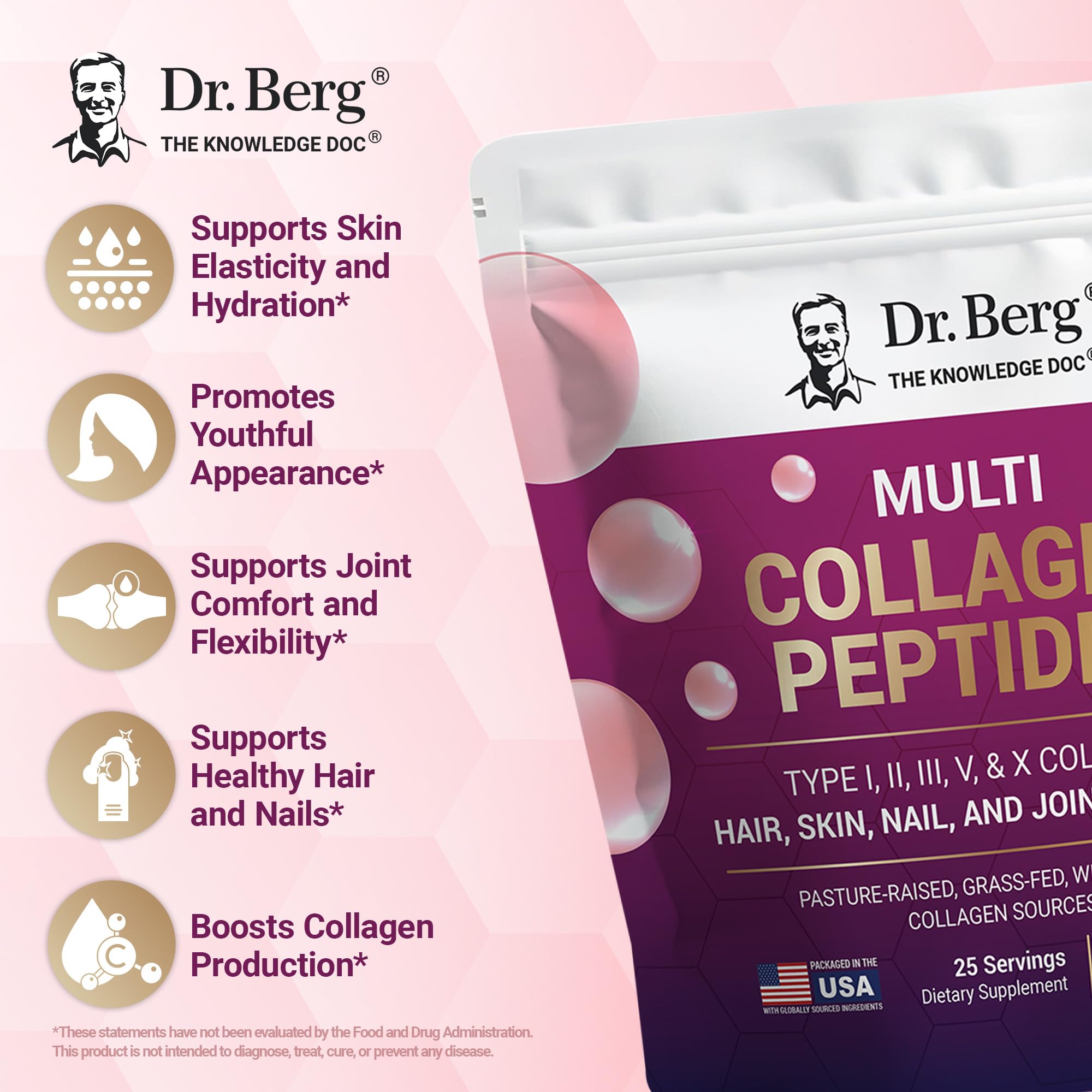 Scoop of Dr. Berg Nutritionals Advanced Multi Collagen Protein Powder