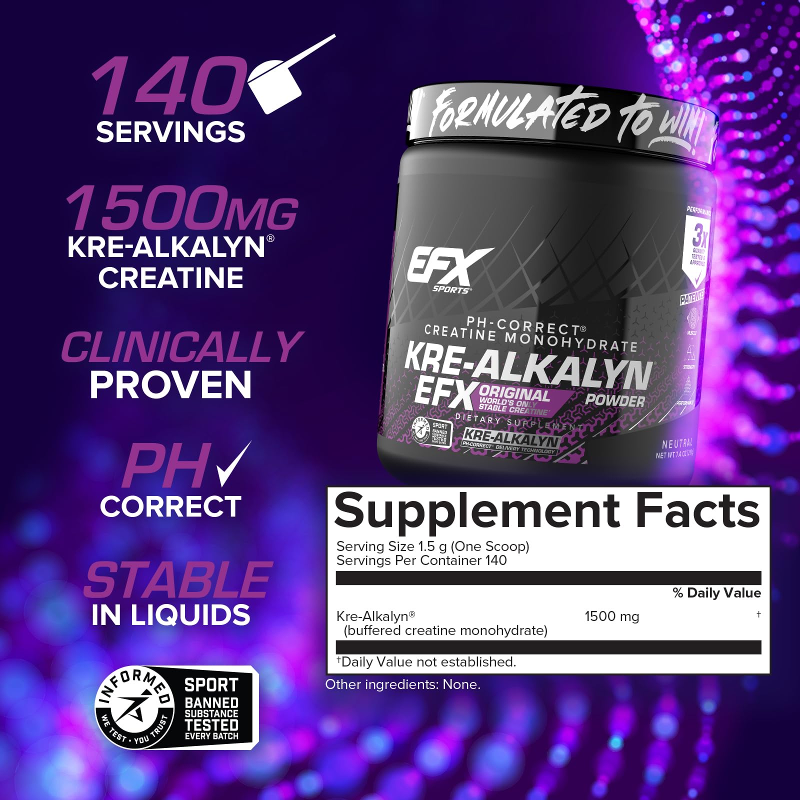 Scoop of EFX Sports Kre Alkalyn EFX Creatine powder