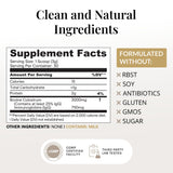 Scoop of Elavite chocolate colostrum powder on a wooden table