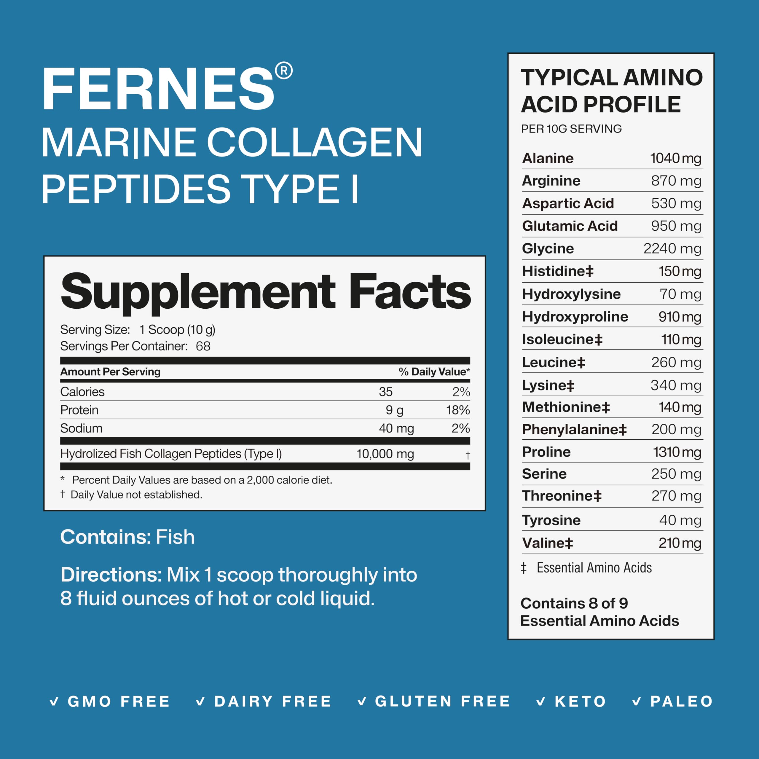 Scoop of Fernes Marine Collagen Peptides Powder on a spoon