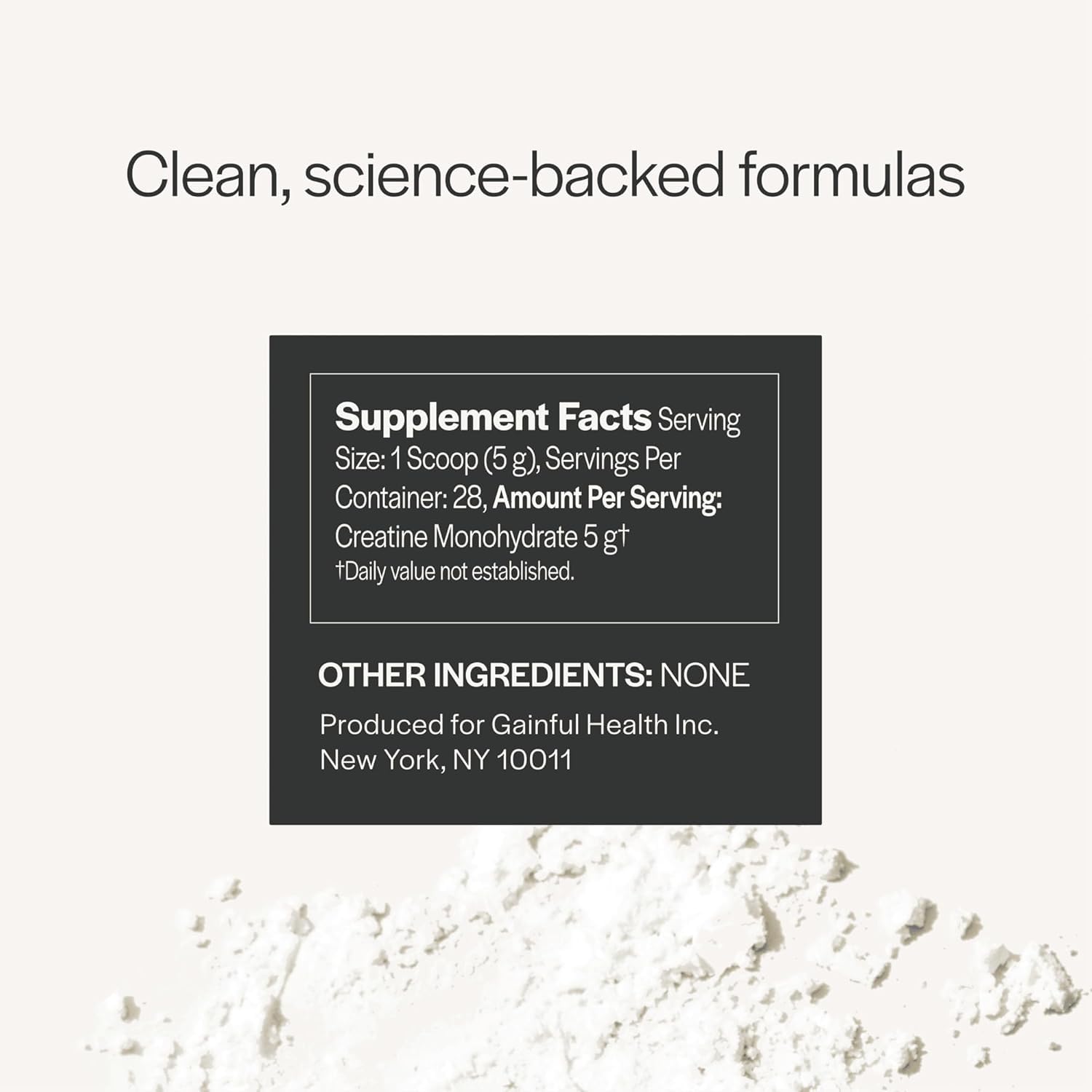 Scoop of Gainful Creatine Monohydrate Powder on a table