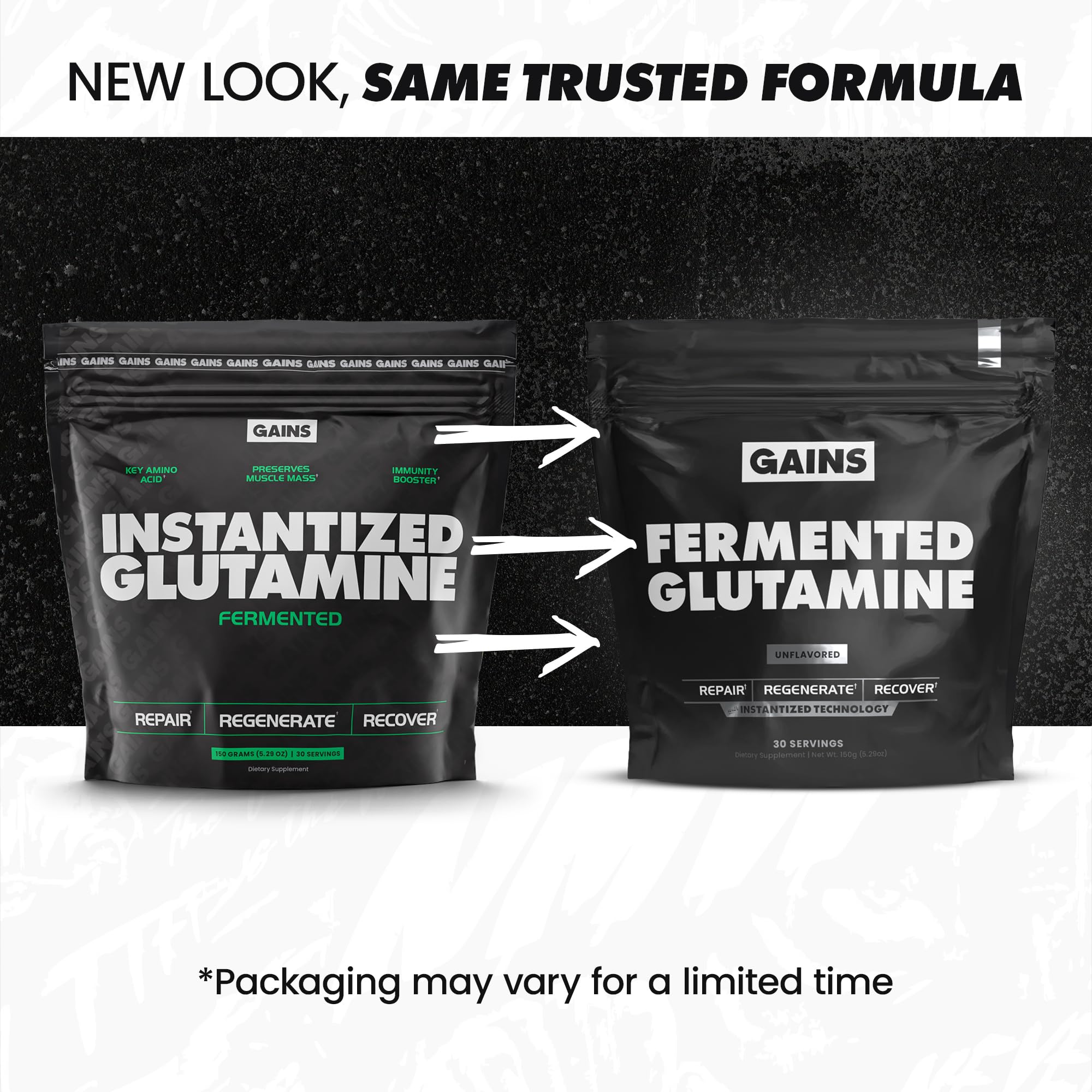 Scoop of GAINS IN BULK L-Glutamine Powder