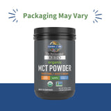 Scoop of Garden of Life MCT Powder on a wooden surface