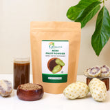 Scoop of Grenera Noni Fruit Powder on a wooden table