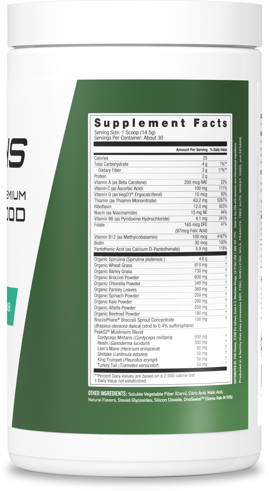 Scoop of JYM Greens Superfood powder in a bowl