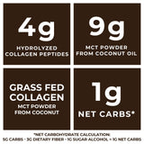 Scoop of Left Coast Performance MCT Oil Powder with chocolate background
