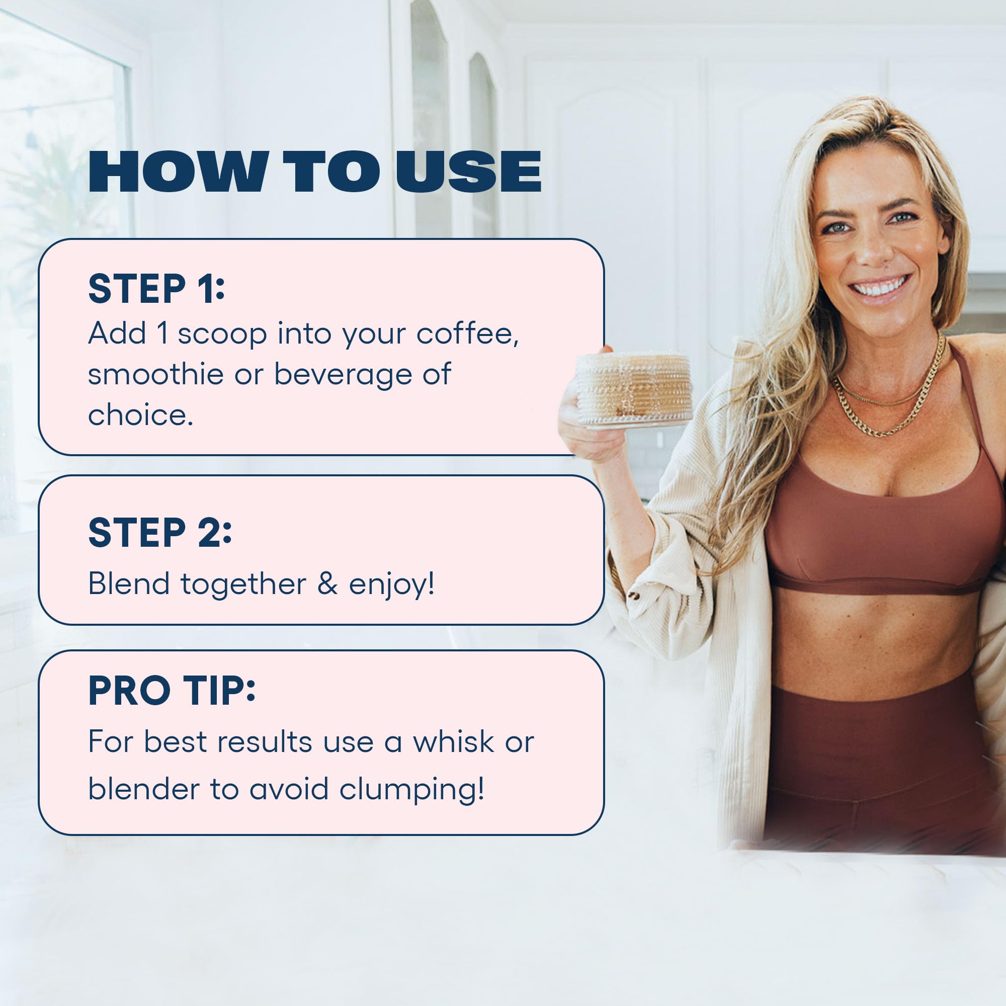 Scoop of Love Sweat Fitness Miss Congeniality Adaptogen Powder in a smoothie