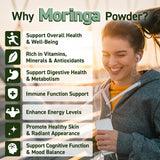 Scoop of Marunga Moringa Powder on a wooden spoon